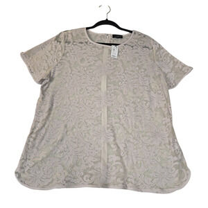 The Limited Womens XL Blouse Floral Sheer Beige Topper Cottagecore Peasant NWT